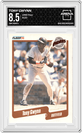 Tony Gwynn  from the 1990 Fleer  set graded by Arena Club and given an overall grade of 8.5.