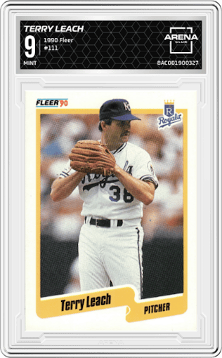 Terry Leach from the 1990 Fleer  set graded by Arena Club and given an overall grade of 9.