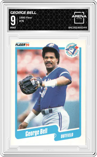 George Bell from the 1990 Fleer  set graded by Arena Club and given an overall grade of 9.