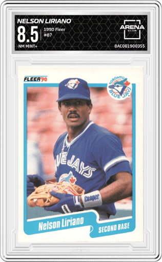 Nelson Liriano from the 1990 Fleer  set graded by Arena Club and given an overall grade of 8.5.