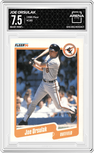Joe Orsulak from the 1990 Fleer  set graded by Arena Club and given an overall grade of 7.5.