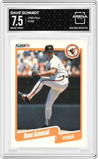 Dave Schmidt from the 1990 Fleer  set graded by Arena Club and given an overall grade of 7.5.