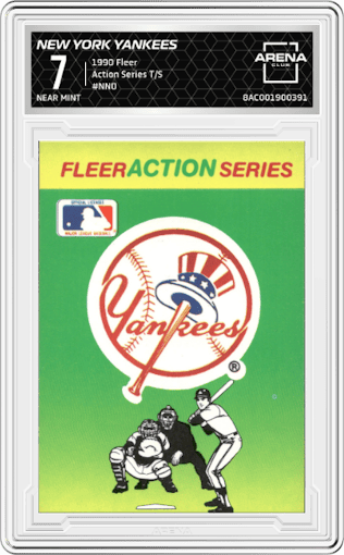 New York Yankees from the 1990 Fleer  set graded by Arena Club and given an overall grade of 7.