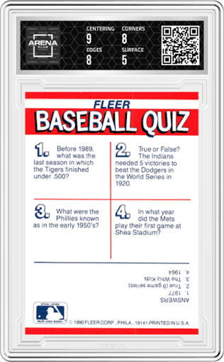 CI/DT/NM/PP from the 1990 Fleer  set graded by Arena Club and given an overall grade of 5.5.