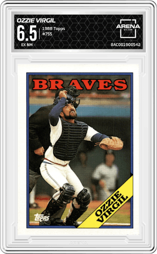 Ozzie Virgil from the 1988 Topps set graded by Arena Club and given an overall grade of 6.5.