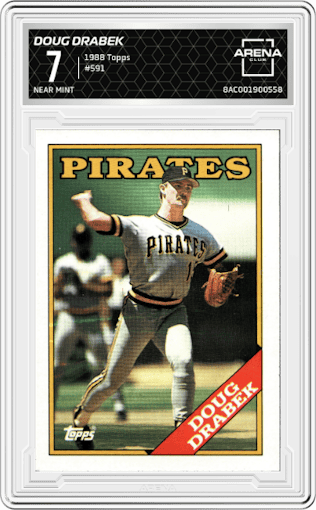 Doug Drabek from the 1988 Topps set graded by Arena Club and given an overall grade of 7.