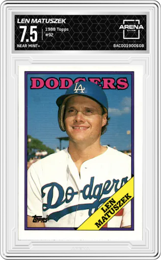 Len Matuszek from the 1988 Topps set graded by Arena Club and given an overall grade of 7.5.