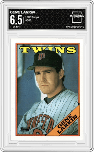 Gene Larkin from the 1988 Topps set graded by Arena Club and given an overall grade of 6.5.