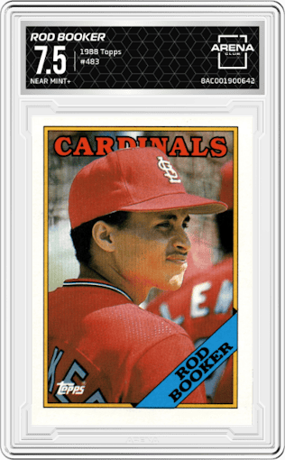 Rod Booker from the 1988 Topps set graded by Arena Club and given an overall grade of 7.5.