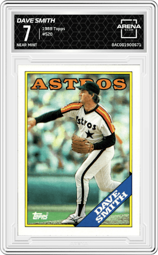 Dave Smith from the 1988 Topps set graded by Arena Club and given an overall grade of 7.