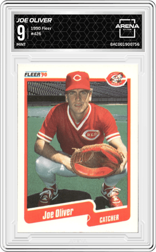 Joe Oliver from the 1990 Fleer  set graded by Arena Club and given an overall grade of 9.