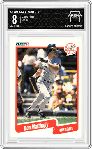Don Mattingly from the 1990 Fleer  set graded by Arena Club and given an overall grade of 8.
