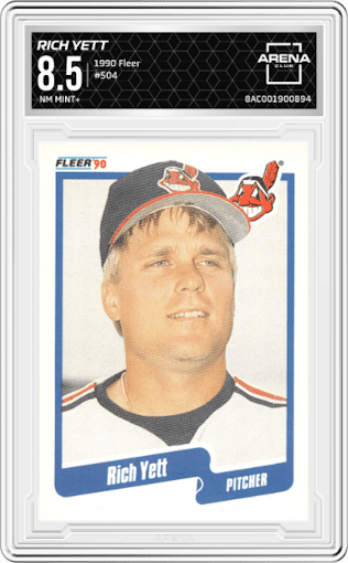 Rich Yett from the 1990 Fleer  set graded by Arena Club and given an overall grade of 8.5.