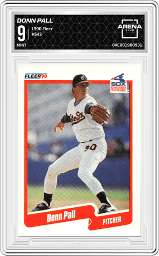 Donn Pall from the 1990 Fleer  set graded by Arena Club and given an overall grade of 9.