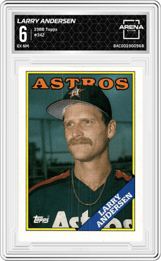 Larry Andersen from the 1988 Topps set graded by Arena Club and given an overall grade of 6.