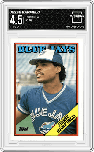 Jesse Barfield from the 1988 Topps set graded by Arena Club and given an overall grade of 4.5.