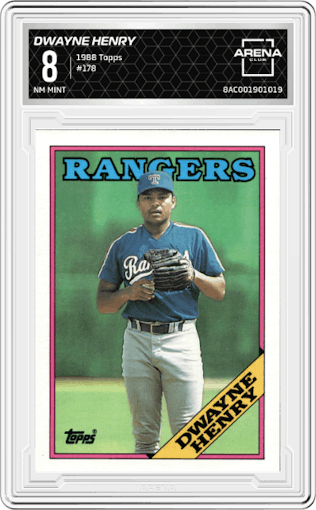 Dwayne Henry from the 1988 Topps set graded by Arena Club and given an overall grade of 8.