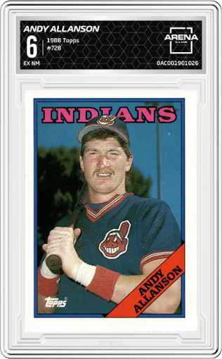 Andy Allanson from the 1988 Topps set graded by Arena Club and given an overall grade of 6.