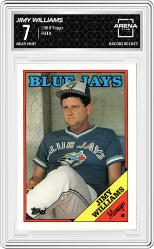 Jimy Williams from the 1988 Topps set graded by Arena Club and given an overall grade of 7.