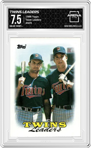 Twins Leaders from the 1988 Topps set graded by Arena Club and given an overall grade of 7.5.
