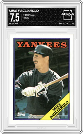 Mike Pagliarulo from the 1988 Topps set graded by Arena Club and given an overall grade of 7.5.
