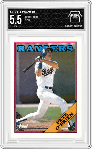 Pete O'Brien from the 1988 Topps set graded by Arena Club and given an overall grade of 5.5.