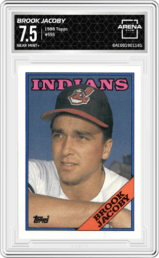 Brook Jacoby from the 1988 Topps set graded by Arena Club and given an overall grade of 7.5.