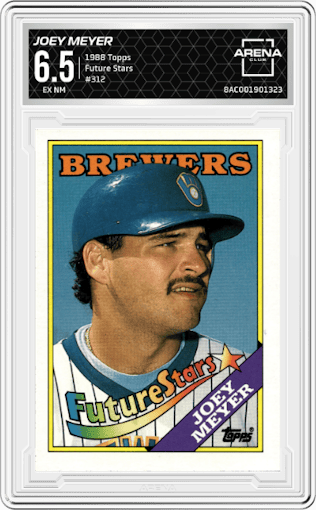 Joey Meyer from the 1988 Topps set graded by Arena Club and given an overall grade of 6.5.