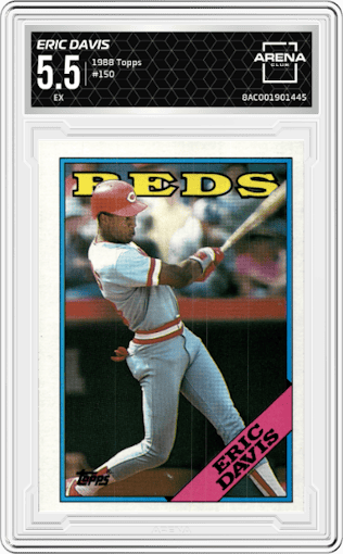 Eric Davis from the 1988 Topps set graded by Arena Club and given an overall grade of 5.5.