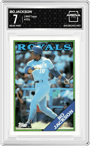 Bo Jackson from the 1988 Topps set graded by Arena Club and given an overall grade of 7.