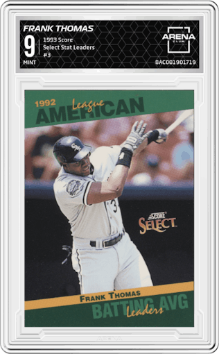 Frank Thomas from the 1993 Score  set graded by Arena Club and given an overall grade of 9.