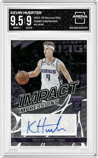 Kevin Huerter from the 2022-23 Donruss Elite set graded by Arena Club and given an overall grade of 9.5.
