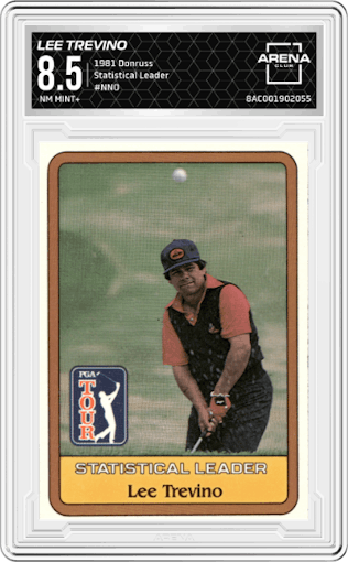 Lee Trevino from the 1981 Donruss set graded by Arena Club and given an overall grade of 8.5.