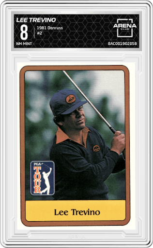 Lee Trevino from the 1981 Donruss set graded by Arena Club and given an overall grade of 8.