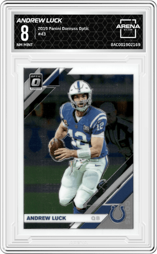 Andrew Luck from the 2019 Panini Donruss Optic set graded by Arena Club and given an overall grade of 8.