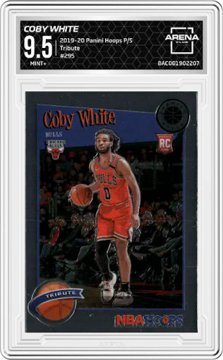 Coby White from the 2019-20 Panini Hoops Premium Stock set graded by Arena Club and given an overall grade of 9.5.