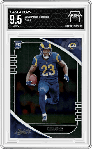 Cam Akers from the 2020 Panini Absolute set graded by Arena Club and given an overall grade of 9.5.