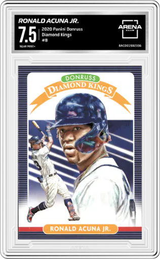 Ronald Acuna Jr. from the 2020 Panini Donruss set graded by Arena Club and given an overall grade of 7.5.