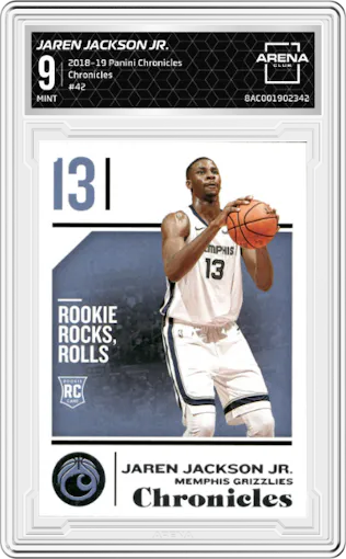 Jaren Jackson Jr. from the 2018-19 Panini Chronicles set graded by Arena Club and given an overall grade of 9.