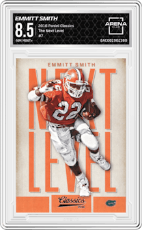 Emmitt Smith from the 2016 Panini Classics   set graded by Arena Club and given an overall grade of 8.5.