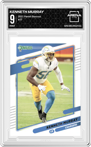 Kenneth Murray from the 2021 Panini Donruss set graded by Arena Club and given an overall grade of 9.