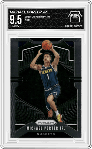 Michael Porter Jr. from the 2019-20 Panini Prizm set graded by Arena Club and given an overall grade of 9.5.