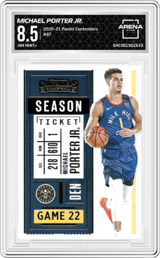Michael Porter Jr. from the 2020-21 Panini Contenders set graded by Arena Club and given an overall grade of 8.5.