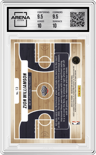 Zion Williamson  from the 2022-23 Panini Revolution  set graded by Arena Club and given an overall grade of 10.