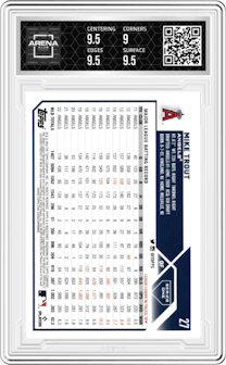Mike Trout from the 2023 Topps  set graded by Arena Club and given an overall grade of 9.5.