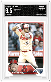 Mike Trout from the 2023 Topps  set graded by Arena Club and given an overall grade of 9.5.