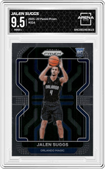 Jalen Suggs from the 2021-22 Panini Prizm  set graded by Arena Club and given an overall grade of 9.5.