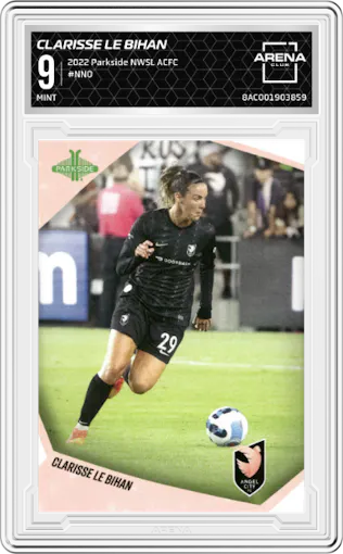 Clarisse Le Bihan from the 2022 Parkside NWSL Angel City FC Inaugural set graded by Arena Club and given an overall grade of 9.