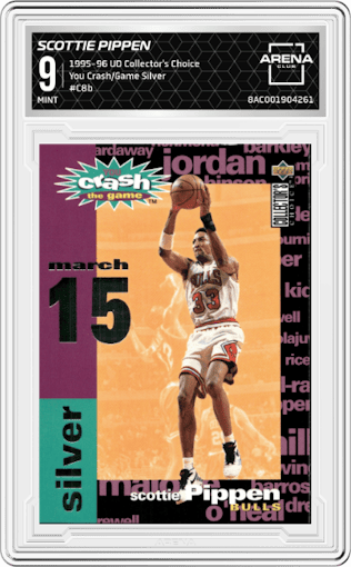 Scottie Pippen from the 1995-96 Upper Deck Collector's Choice set graded by Arena Club and given an overall grade of 9.