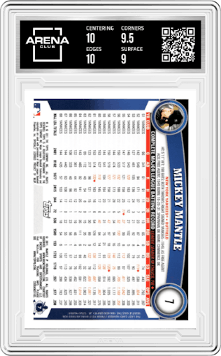 Mickey Mantle from the 2011 Topps Series 1 set graded by Arena Club and given an overall grade of 9.5.